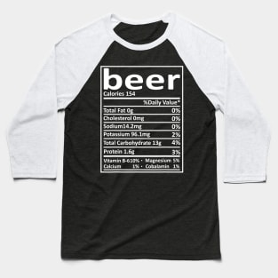 Beer Nutrition Thanksgiving Costume Food Facts Xmas Gifts Baseball T-Shirt